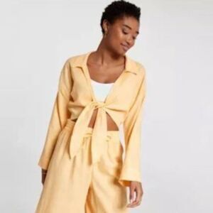 NWT CALIA Tie Front Long Sleeve Beach Shirt Size L